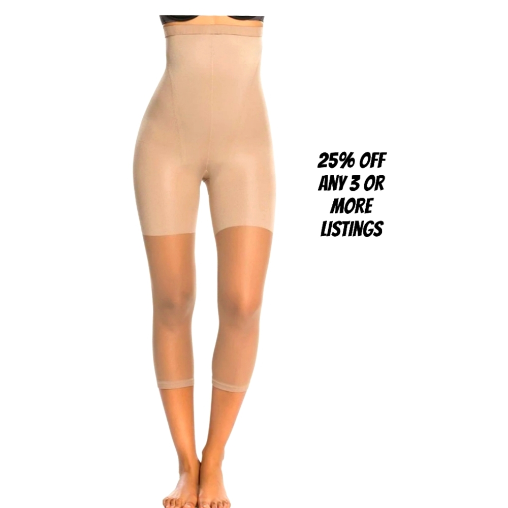 Spanx High-Waisted Nude Shapewear Leggings Footless Size B Slimming Smoothing